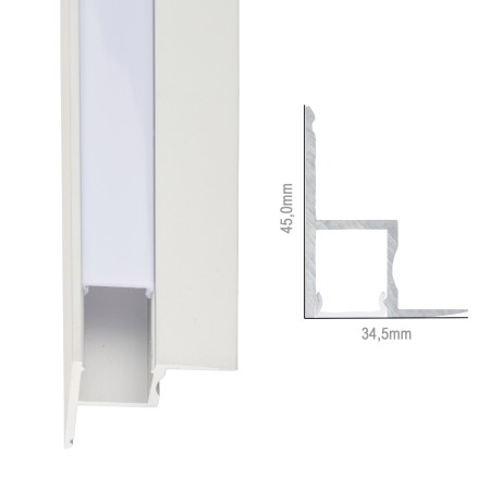 Profil Aluminium Pour Bande LED Installation Plafonnierds Diffuseur laiteux x 1M