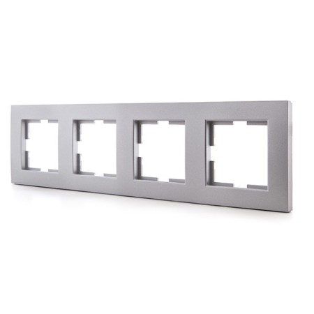 Cadre Panasonic onvella 4 Éléments Horizontal-Verticale ,Techonpolymère,Argent (Compatible Avec Les Mécanismes de Karre)