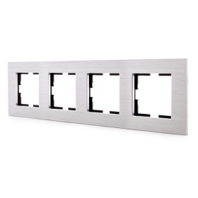 Cadre Panasonic onvella 4 Éléments Horizontal-Verticale,Aluminium Eloxal Argent (Compatible Avec Les Mécanismes de Karre)