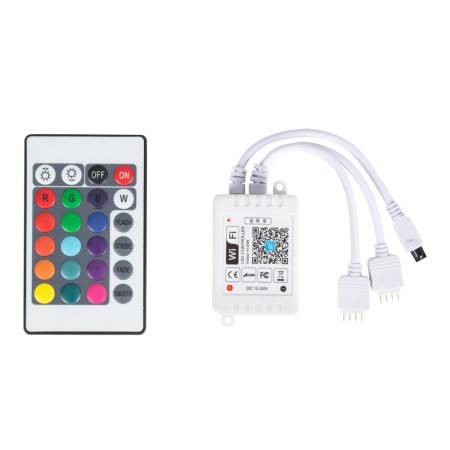 Controlateur WIFI Double Bande de LED RVB Comptable Alex/Google Home Avec Télécommande [TB-WFXB-IR24]