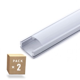 Pack 2 Profil de Aluminium para LEDs Diffuseur laiteux Bande 2M