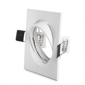 Bague Projecteur Downlight Inclinable Carré Aluminium Blanc83/83Mm