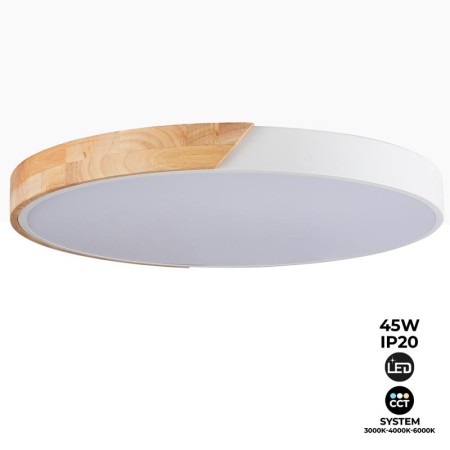 Plafonnier LED rond en bois 45W CCT ø508x50mm