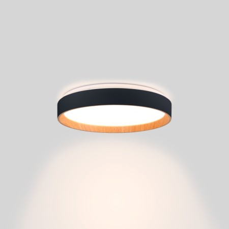 Plafonnier LED rond CCT réglable sur 3 températures différentes de 3000-6000ºK 24W - Effet bois - Ø40cm