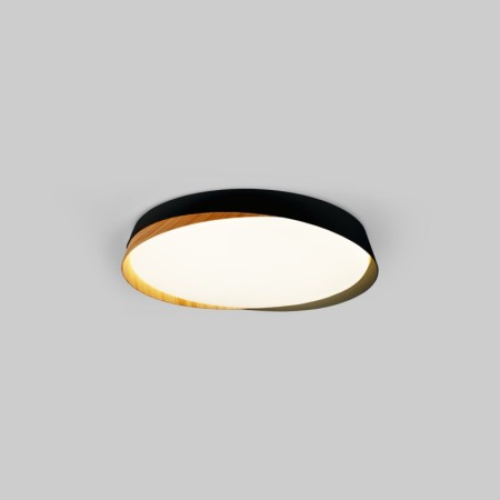 Plafonnier LED rond CCT réglable sur 3 températures différentes de 3000-6500ºK 24W - Effet bois - ø40cm - IP22