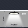 Suspension luminaire industriel LED 100W, 100lm/W, IP65