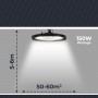 Cloche LED 150W, 100lm/W, IP65, blanc froid 6000K