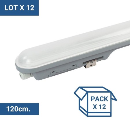 Pack de 12 réglettes LED 120cm étanches 36W pour garage et atelier