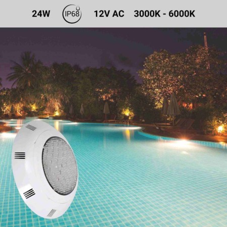 Spot LED piscine en saillie submersible 24W - 12V AC - IP68