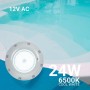 Projecteur LED submersible pour piscine en fibre - 12V AC - 24W - IP68 - Ø295mm