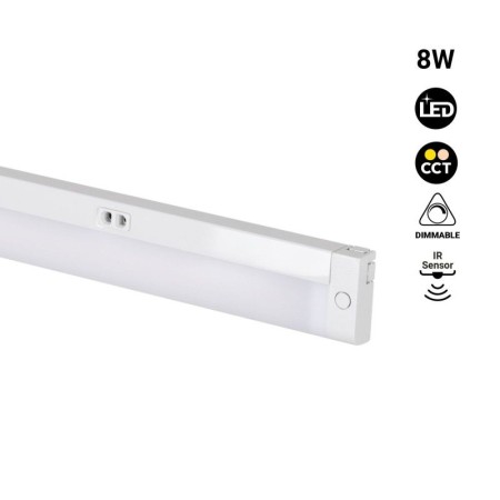 Réglette LED sous meuble 8W - CCT réglable sur 3 températures différentes de 3000-6500ºK - Avec capteur IR - 60cm