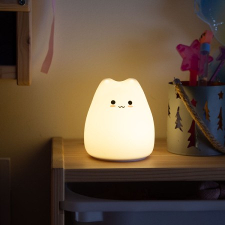 Lampe de nuit "Chat" pour table de nuit enfant LED, veilleuse et rechargeable