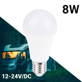 Ampoule LED 12-24 VDC 8W E27 A60 pour caravanes, camping-cars et bateaux