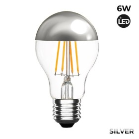 Ampoule LED effet miroir argenté E27 6W Blanc chaud 3000K