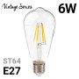 Ampoule LED filament 6W E27 ST64 : lumière blanc extra chaud vintage