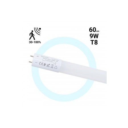Tube LED T8 60 cm avec détecteur de mouvement micro-ondes - 9W 6000K