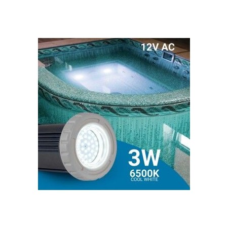 Projecteur LED submersible pour piscine - 12V AC - 3W - IP68 - Ø94mm