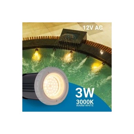 Projecteur LED submersible pour piscine - 12V AC - 3W - IP68 - Ø94mm