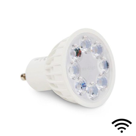 Ampoule LED GU10 4W RGB+CCT réglable sur 3 températures différentes de 2700-6500ºK RF / Wifi