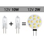 Ampoule LED G4 plate bi-pin 2W - 12V AC/DC Blanc froid 6000K