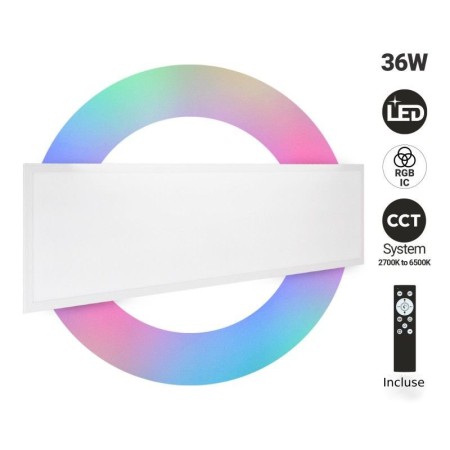 Panneau de rétroéclairage LED de surface 120x30cm - 36W - CCT réglable de 2700-6500ºK + RGB IC - Avec télécommande