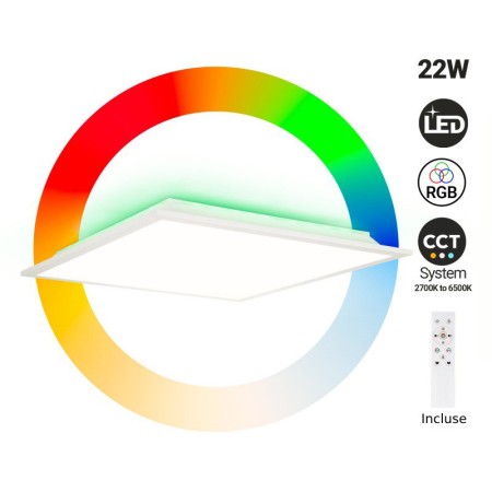 Panneau LED de rétroéclairage en surface 45x45cm - 22W - CCT réglable sur 3 températures de 2700-6500ºK + 2RGB - Rétroéclairé