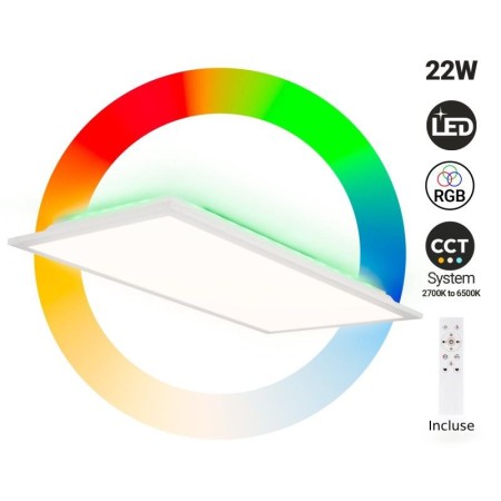 Panneau LED de rétroéclairage de surface 60x30cm - 22W - CCT réglable sur 3 températures de 2700-6500ºK + 2RGB - Rétroéclairé