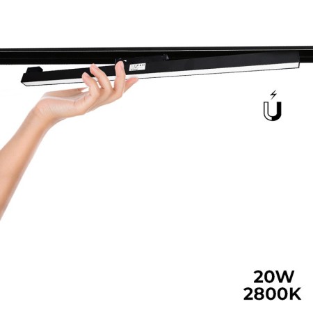 Spot LED linéaire opale sur rail magnétique 48V - 20W - Noir