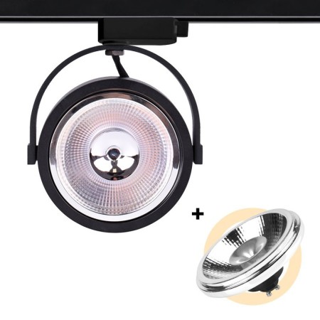 Pack projecteur rail monophasé + ampoule LED AR111 GU10