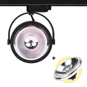 Pack projecteur rail monophasé + ampoule LED AR111 GU10