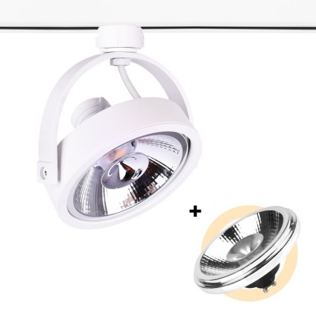 Pack Spot LED rail triphasé + Ampoule LED AR111 GU10