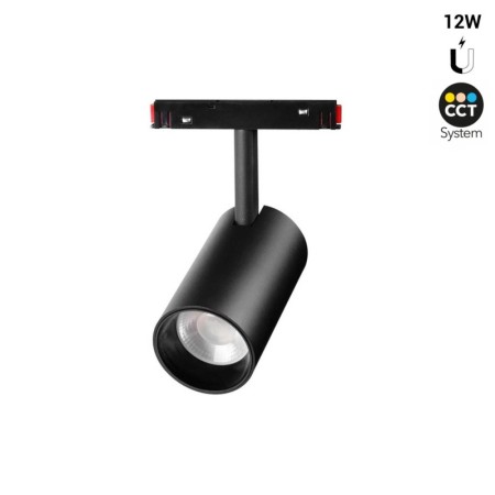 Spot LED CCT réglable sur 3 températures différentes de 2700-6500ºK sur rail magnétique 48V - 12W - Mi Light - Noir