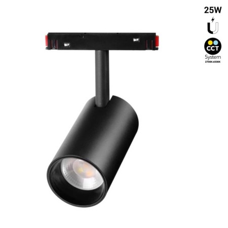 Spot LED CCT réglable sur 3 températures différentes de 2700-6500ºK sur rail magnétique 48V - 25W - Mi Light - Noir