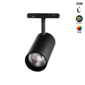 Spot LED sur rail magnétique RGB + CCT réglable sur 3 températures différentes de 2700-6500ºK - 48V - 25W - Mi Light - Noir