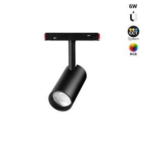 Spot LED sur rail magnétique RGB + CCT réglable sur 3 températures différentes de 2700-6500ºK - 48V - 6W - Mi Light - Noir