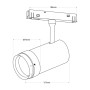 Spot LED sur rail magnétique avec Zoom 10°-55º - 48V - 25W Blanc chaud 2700K