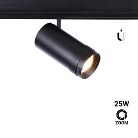Spot LED sur rail magnétique avec Zoom 10°-55º - 48V - 25W Blanc chaud 2700K