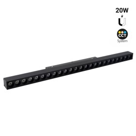 Spot LED linéaire sur rail magnétique CCT réglable sur 3 températures différentes de 2700-6500ºK - 20W - UGR18 - Mi Light - Noir