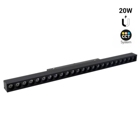 Spot LED linéaire sur rail magnétique CCT réglable sur 3 températures différentes de 2700-6500ºK - 20W - UGR18 - Mi Light - Noir