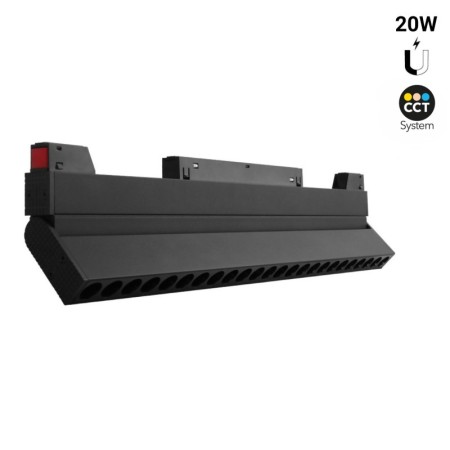 Spot LED linéaire orientable sur rail magnétique CCT réglable sur 3 températures de 2700-6500ºK - 20W - UGR18 - Mi Light - Noir