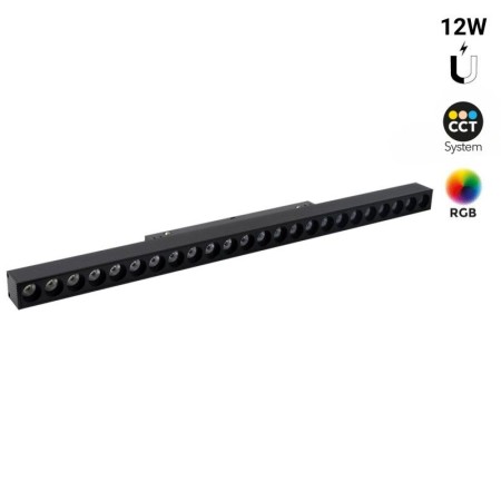 Spot LED linéaire sur rail magnétique RGB + CCT réglable sur 3 températures différentes de 2700-6500ºK - 12W - Mi Light - Noir