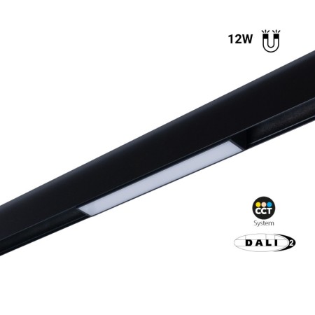 Spot LED linéaire opale 12W sur rail magnétique 48V CCT réglable sur 3 températures différentes de 2700-6000ºK Gradation DALI-2