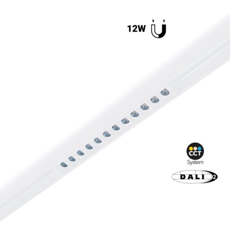 Spot LED linéaire 12W sur rail magnétique 48V CCT réglable sur 3 températures de 2700-6000ºK - Gradation DALI-2 - UGR18