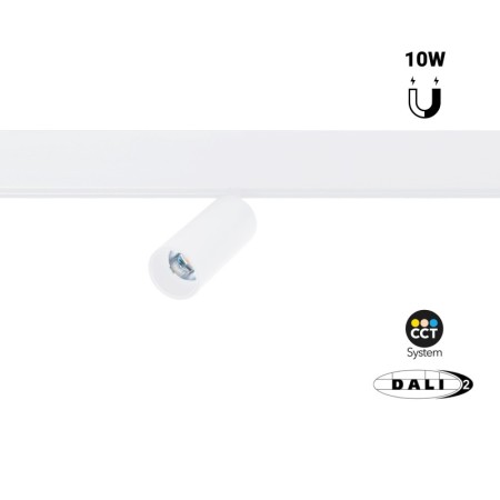 Spot LED sur rail magnétique 48V - 10W - CCT réglable sur 3 températures différentes de 2700-6000ºK - Gradation DALI-2