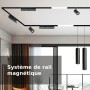 Spot LED opale linéaire orientable sur rail magnétique 48V CCT réglable sur 3 températures de 2700-6000ºK - 12W - Gradation DALI