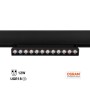 Spot LED linéaire orientable sur rail magnétique 48V - 12W - Blanc chaud 2800K - Puce OSRAM - UGR18 - Noir