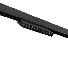 Spot LED linéaire orientable sur rail magnétique 48V - 12W - Blanc chaud 2800K - Puce OSRAM - UGR18 - Noir