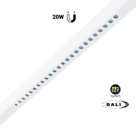Spot LED linéaire sur rail magnétique 48V CCT réglable sur 3 températures de 2700-6000ºK - 20W - Gradation DALI-2 - UGR18