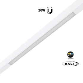 Spot LED linéaire opale sur rail magnétique 48V CCT réglable sur 3 températures différentes de 2700-6000ºK - 20W Gradation DALI