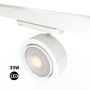 Projecteur LED circulaire pour rail triphasé 35W - ZOOM 15º- 45º - Blanc neutre 4000K - CRI 90